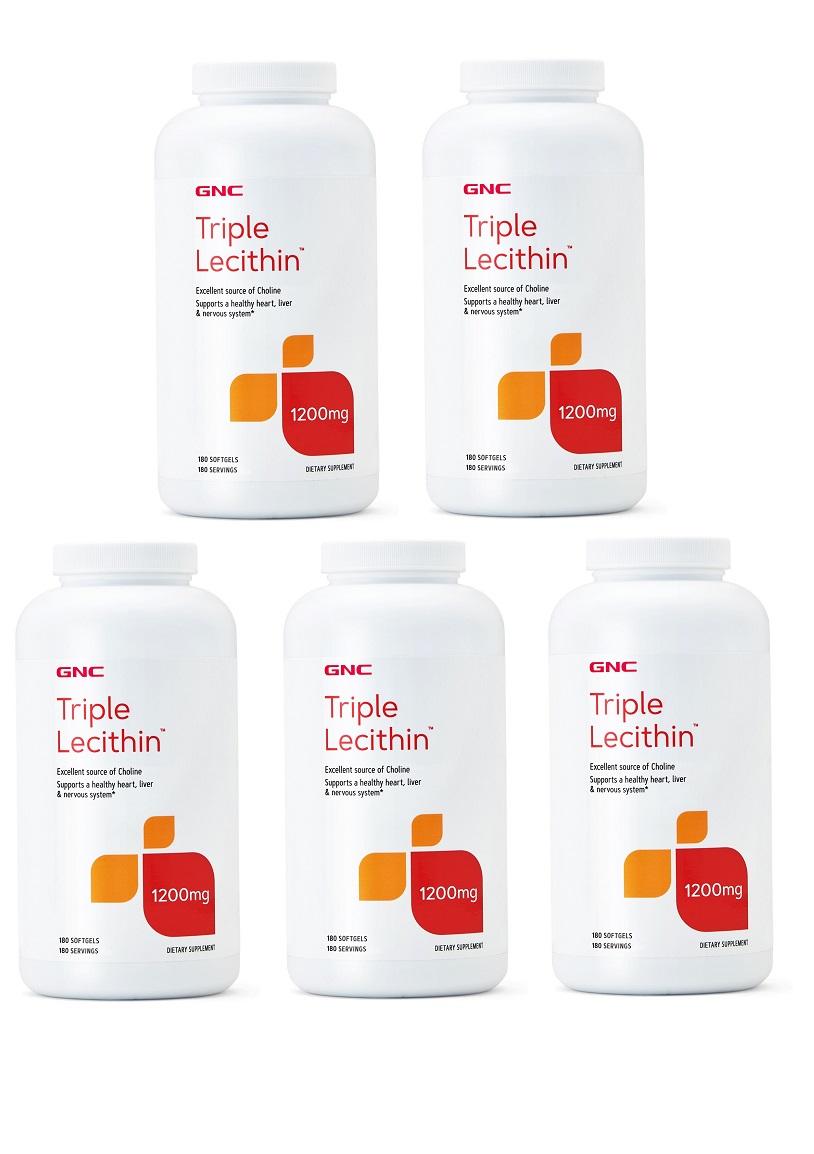 GNC Triple Lecithin 1200 mg 三效大豆卵磷脂軟膠囊180顆(一組5瓶)